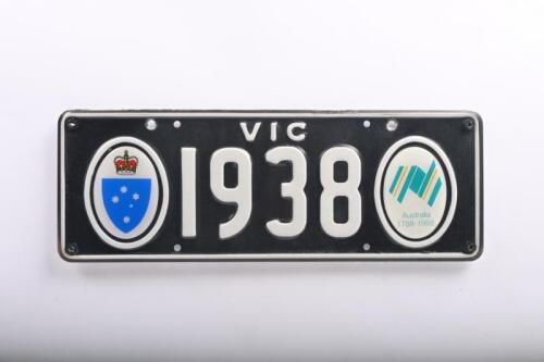 Victorian Bicentennial number plates '1938' sold with rights to display