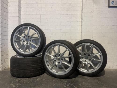996 GT3: 4 x 996 GT3 Wheels w/ tyres (tyres heavily worn). No Centre Caps. [Location: Sydney]