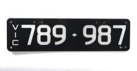 Six-digit Victorian Custom Numeric plates '789-987', sold with rights to display