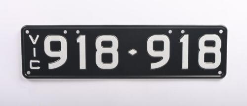 Six-digit Victorian Custom Numerical plates '918-918', sold with rights to display