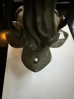 ART NOUVEAU: A decorative art nouveau pewter lamp base in the form of a maiden,44cm high - 8