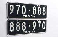 Six-digit Victorian Custom Numerical 'His & Hers' plate set '970-888' & '888-970', sold with rights to display - 2