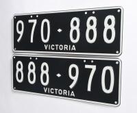 Six-digit Victorian Custom Numerical 'His & Hers' plate set '970-888' & '888-970', sold with rights to display - 3