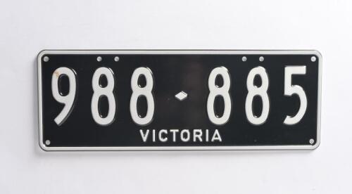 Six-digit Victorian Custom Numerical plates '988-885', sold with rights to display