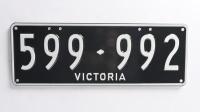 Six-digit Victorian Custom Numerical plates '599-992', sold with rights to display