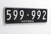 Six-digit Victorian Custom Numerical plates '599-992', sold with rights to display - 2