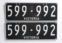 Six-digit Victorian Custom Numerical plates '599-992', sold with rights to display - 4