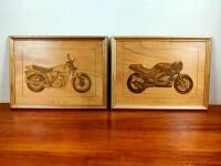 NORTON/HESKTH: Two hand etched timber drawings - 2