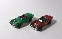 HOT WHEELS: Two 1970 Hot Wheels 'Redline' 'Light My Firebirds'. Red and Green