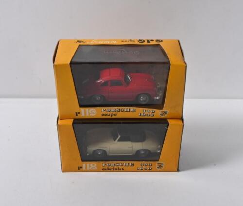 PORSCHE: Two 1:43 scale brumm Porsche 356 models. r118 PORSCHE 356 cabriolet 1950 & r119 PORSCHE 356 coupe 1952