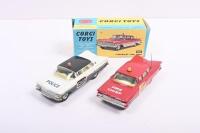 CHEVROLET: Two Corgi Toys Chevrolet Impala models. No.481 Chevrolet Impala "Police Patrol" & No.439 Chevrolet Impala "Fire Chief"