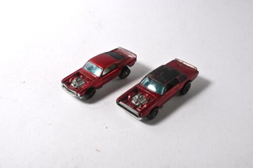 HOT WHEELS: Two 1970s Hot Wheels including 1971 Mustang Boss Hoss, red with white interior, and 1970 TNT Bird red with silver interior