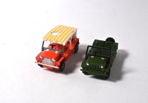 AUSTIN MINI MOKE: Two Dinky Toys Austin Mini Moke. Tiny's Mini Moke No.350 - The Enchanted House & No.601 Para-Moke