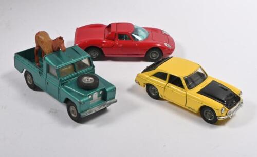CORGI: Three CORGI TOYS. Ferrari BERLINETTA 250 LE MANS, MG MGC GT & LAND ROVER 109" W.B