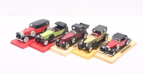 EUROPEAN MODELS: A group of five solido 1:43 scale American and European model cars. 1925 PANHARD-LEVASSOR & 1926 HISPANO-SUIZA models