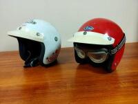 HELMETS: Two open faced helmets (Bell and Arai)