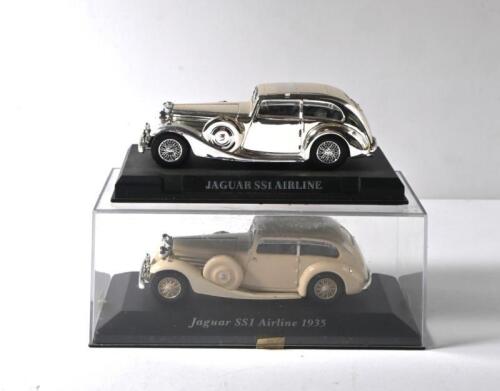 JAGUAR: Two 1:43 scale iXO 1935 Jaguar SS1 Airline models. Cream & Chrome models