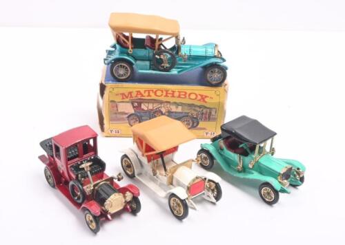 MODELS OF YESTERYEAR: Four MATCHBOX Models of Yesteryear. Y4 1909 Opel Coupe, Y12 1909 Thomas Flyabout, Y-11 Packard Landaulet & Y-14 1911 Maxwell Roadster