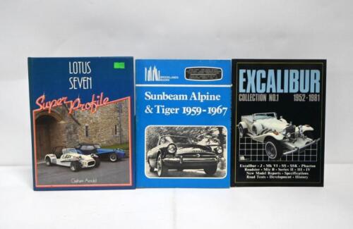 MOTOR CARS: Three publications concerned with motor cars and motor bikes. 'LOTUS SEVEN - Super Profile' hardcover book by Graham Arnold