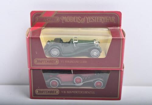 MATCHBOX: Two Matchbox Model of Yesteryear models. Y-1 1936 Jaguar SS-100 & Y-16 1928 Mercedes Benz S.S.