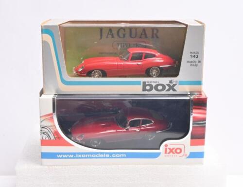 E-TYPE: Two 1:43 scale Jaguar E-Type models by iXO MODELS, box MODEL