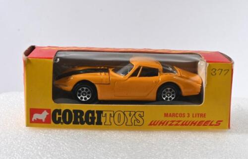 MARCOS: A CORGI TOYS WHIZZWHEELS No.377 Marcos 3 litre. Yellow body, black interior & bonnet stripe