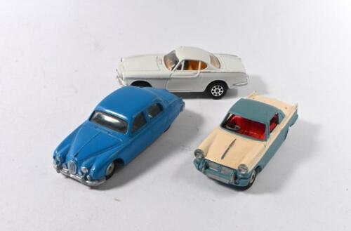 CORGI TOYS: Three CORGI TOYS. JAGUAR 2.4 LITRE, TRIUMPH HERALD COUPE & VOLVO P.1800 'WHIZZWHEELS'