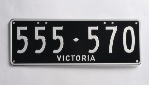 Six-digit Victorian Custom Numerical plates '555-570', sold with rights to display