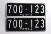 Six-digit Victorian Custom Numerical plates '700-123', sold with rights to display - 2