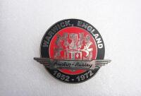 AUSTIN-HEALEY: Two Austin-Healey items. 'Austin-Healey WARWICK, ENGLAND, 1952 - 1972' chrome plated badge & 'Austin-Healey Club' adhesive - 2