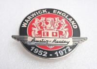 AUSTIN-HEALEY: Two Austin-Healey items. 'Austin-Healey WARWICK, ENGLAND, 1952 - 1972' chrome plated badge & 'Austin-Healey Club' adhesive - 3