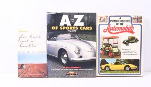 MOTORING: Three publications concerned with motoring and motor cars. 'A-Z OF SPORTS CARS 1945-1990' softcover book by Mike Lawrence