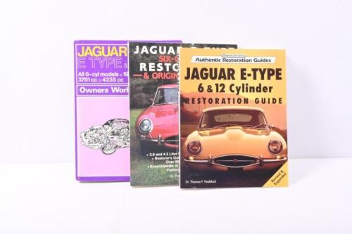 E-TYPE: Three Restoration Guides and Service Manual. 'JAGUAR E-TYPE SIX-CYLINDER RESTORATION & ORIGINALITY GUIDE' & 'JAGUAR E-TYPE 6 & 12 Cylinder RESTORATION GUIDE' softcover book by Dr.Thomas F.Haddock