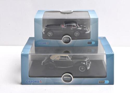 JAGUAR: Two 1:43 OXFORD DIECAST models. Jaguar XK150 finished in black & Jaguar MkV DHC Closed in British Racing Green