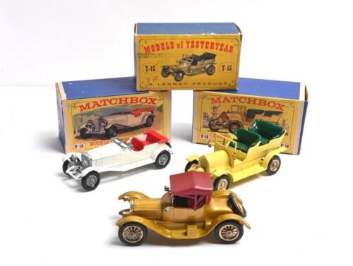 MODELS OF YESTERYEAR: Three MATCHBOX Models of Yesteryear. Y10 1928 Mercedes Benz 36/220 & Y16 Spyker Tourer