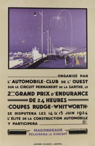GRAND PRIX: A 1924 2nd Grand Prix 24 Hour race reproduction poster by H.A Voladimer
