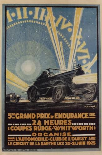 GRAND PRIX: A large 1925 3rd Grand Prix 24 Hour race reproduction poster
