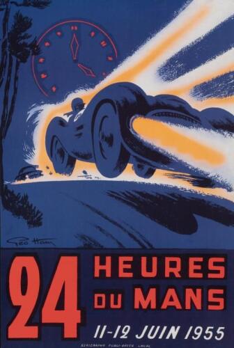 LE MANS: Two '24 HEURES DU MANS' reproduced promotional prints from 1954 and 1955. Certified by Automobile Club De L'Ouest