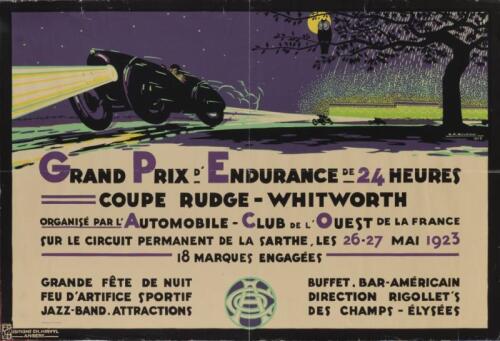 GRAND PRIX: A 1923 Grand Prix 24 Hour race reproduction poster by H.A Voladimer