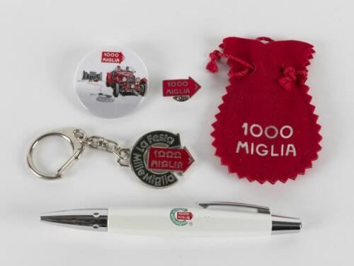 1000 MIGLIA: Four 1000 MIGLIA items. Badges, keyring & pen