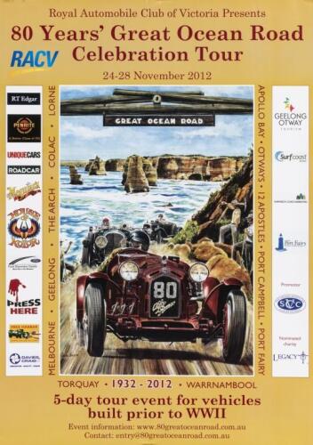 AUSTRALIAN TOURING/RALLY EVENTS: Four promotional posters for Australian touring/rally events. TARGA TASMANIA 2000 & RACV '80 Years' Great Ocean Road Celebration Tour', 24-28 November 2012' promotional posters