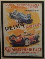 REIMS: An original poster from the French Formula 1 & 3 Grand Prix at Reims on 2 July 1961