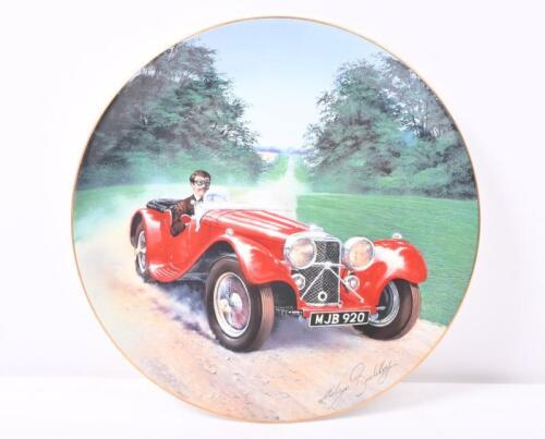 JAGUAR SS100: A limited edition fine bone china plate by Coalport England with Melvyn Buckley design of a Jaguar SS100 printed to face, limited number 365 of 10,000 produced