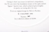JAGUAR SS100: A limited edition fine bone china plate by Coalport England with Melvyn Buckley design of a Jaguar SS100 printed to face, limited number 365 of 10,000 produced - 5