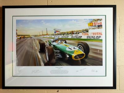 BRABHAM: A framed limited edition print numbered 184 of 750, signed Braham and Tauranac