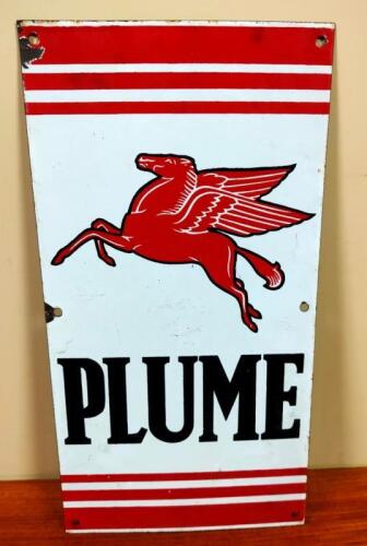 PLUME: A Plume enamel sign with Pegasus