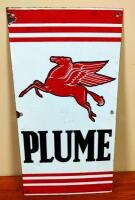 PLUME: A Plume enamel sign with Pegasus