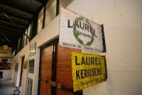 LAUREL KEROSENE: A double-sided post mounted Laurel Kerosene enamel sign -green - 2
