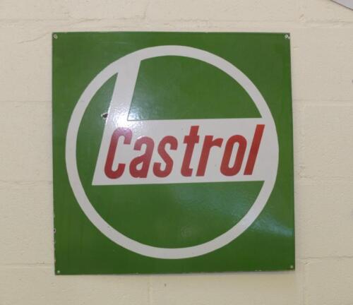 CASTROL: A square green Castrol enamelled sign, 61cm