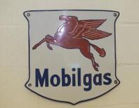 MOBILGAS: A large Mobilgas enamelled shield with Pegasus